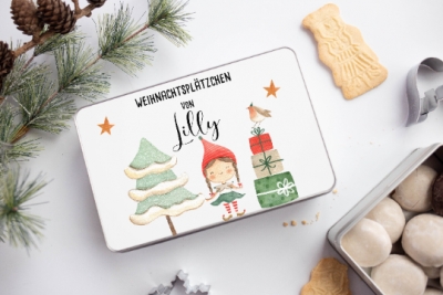 Personalisierte Keksdose mit Namen für Weihnachten