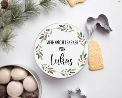 Personalisierte Keksdose mit Namen für Weihnachten