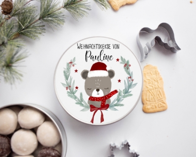Personalisierte Keksdose mit Namen für Weihnachten