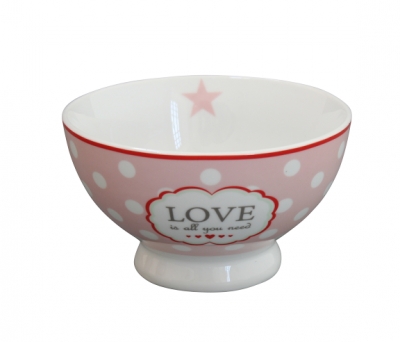 Krasilnikoff Schale rosa - LOVE IS ALL YOU NEED