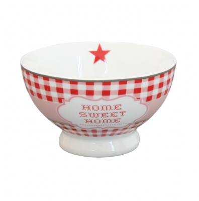 Krasilnikoff Schale rot - weiß HOME SWEET HOME
