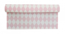 Krasilnikoff Tischläufer rosa weiß Harlekin