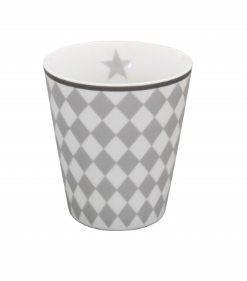 Krasilnikoff Happy Mug Becher Harlekin grau