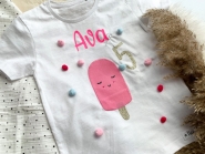 Geburtstagsshirt mit Zahl und Namen, Eis