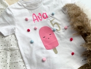 Geburtstagsshirt mit Zahl und Namen, Eis