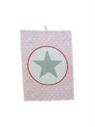 Krasilnikoff Geschirrtuch Big Star rosa-weiß