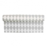 Krasilnikoff Tischläufer grau weiß Harlekin